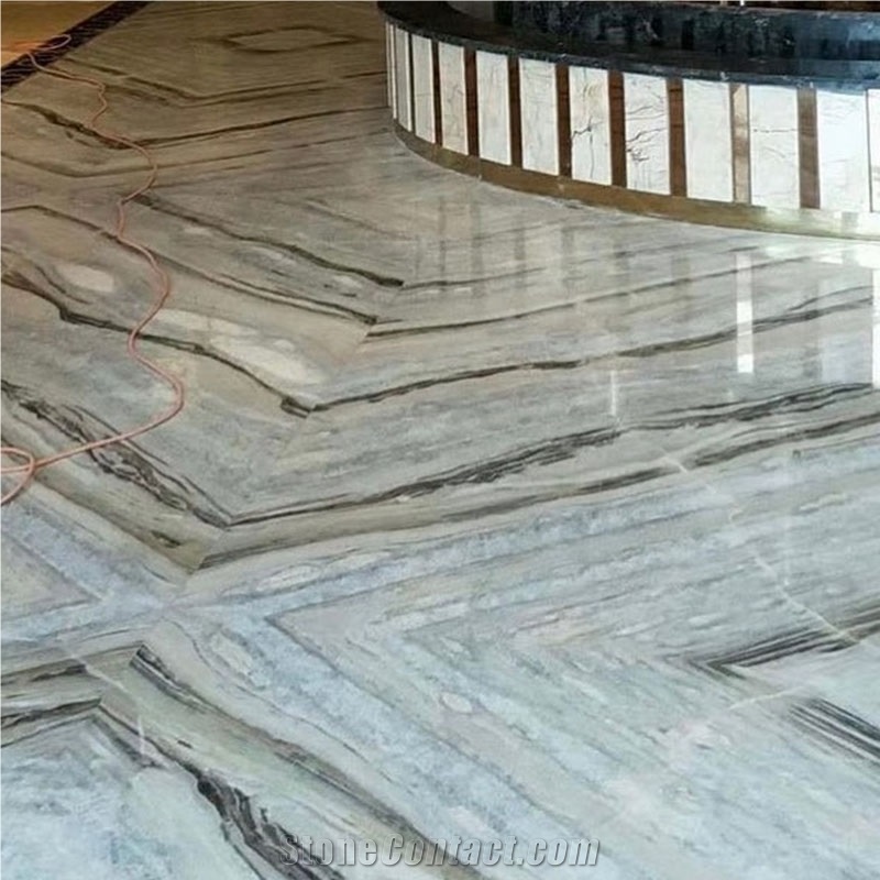 Polished Book Match Blue Danube Marble Slab And Flooring St